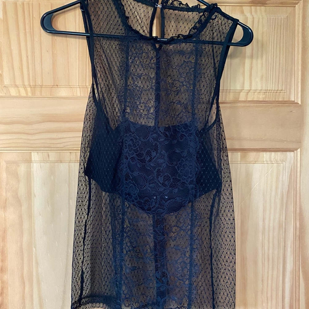 Express Sheer Lace Black Sleeveless Top